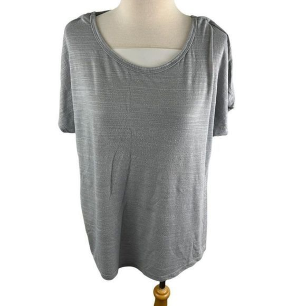 🌿4/$30🌿 ACX Grey Peek-A-Boo‎ Back Scoop Neck Tee (L)